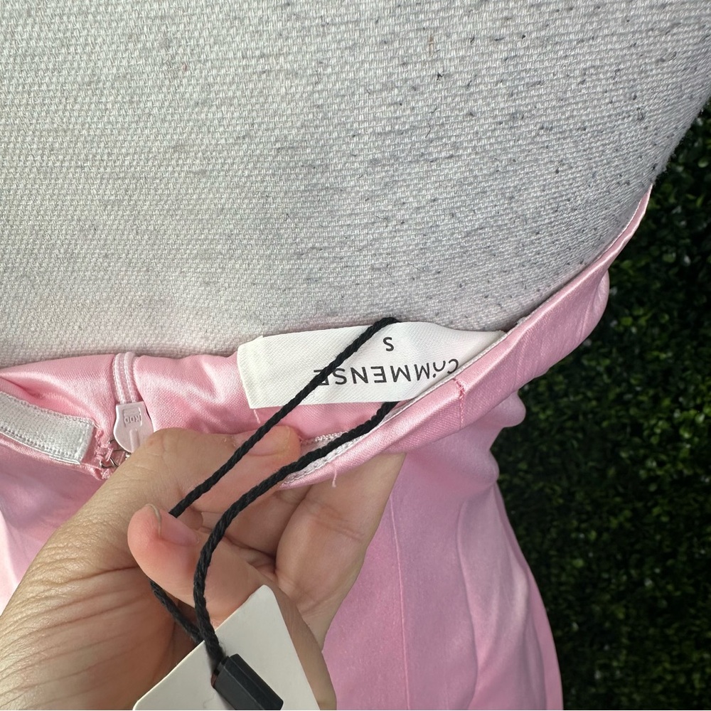 Nwt Commense pink Satin Asymmetrical Embellished Strapless Dress Barbiecore‎ - Picture 11 of 14